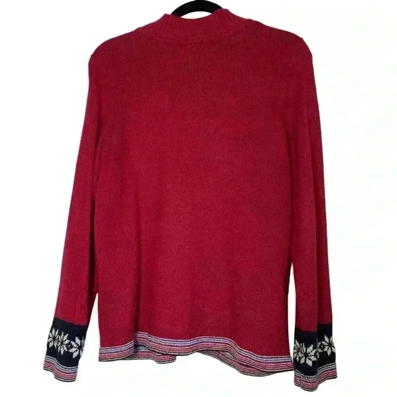 Vintage Christopher & Banks Christmas Sweater snowflake, zipper front  Size M - Picture 3 of 11